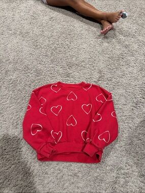 GAP Red Sweatshirt with White Heart Print